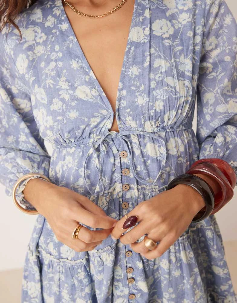 knee length dresses for ladies Free People Pappiet Midi Dress/Bluebell Combo