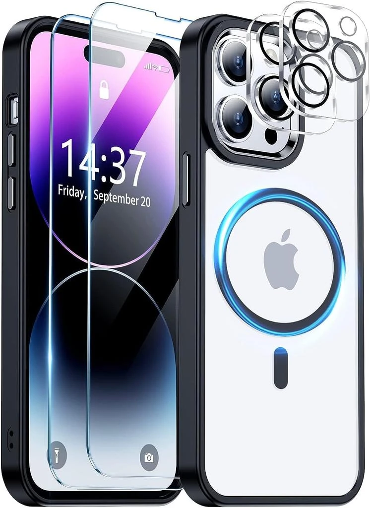 ENTRONIX Entronix Bundle Compatible with iPhone 15 Pro Max - [Magnetic] Clear Case, 2 Clear Screen Protectors & 1 Camera Lens Protector