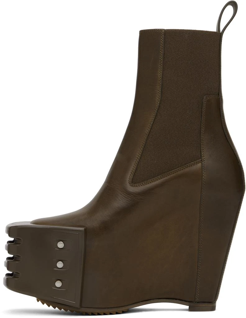 Rick Owens Khaki Porterville Grilled Wedge Beatle Chelsea Boots 3