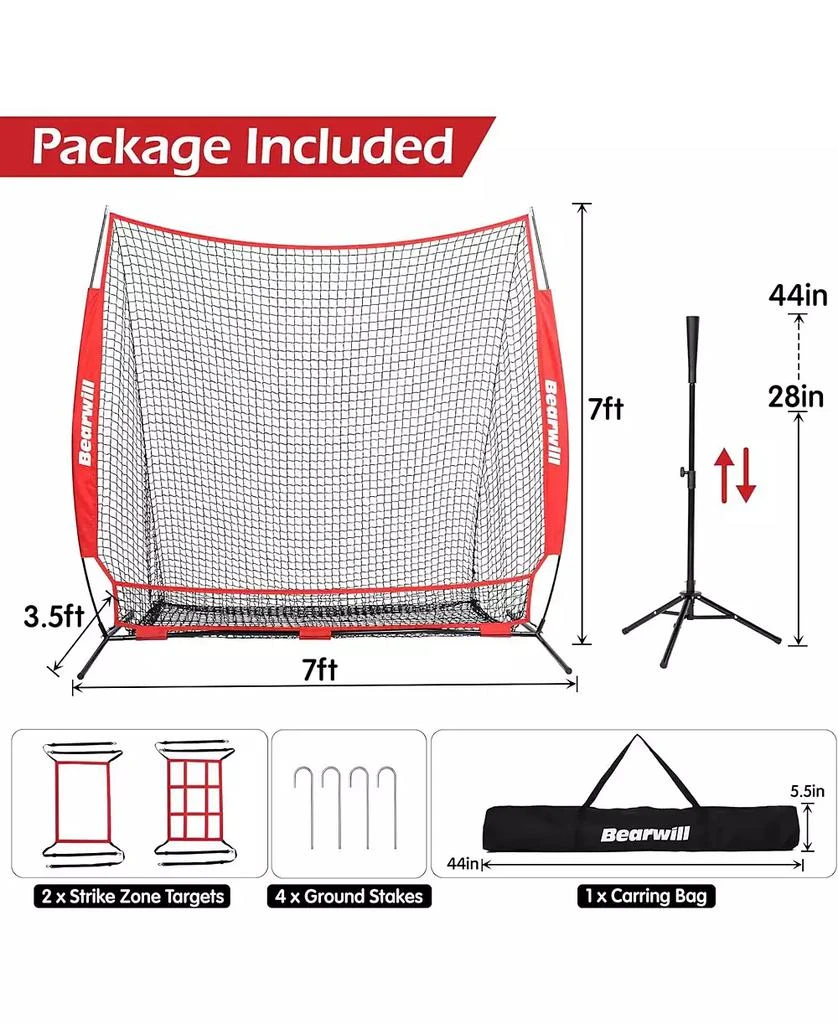 7x7ft Baseball & Softball Practice Net - Pitching, Hitting & Batting ...