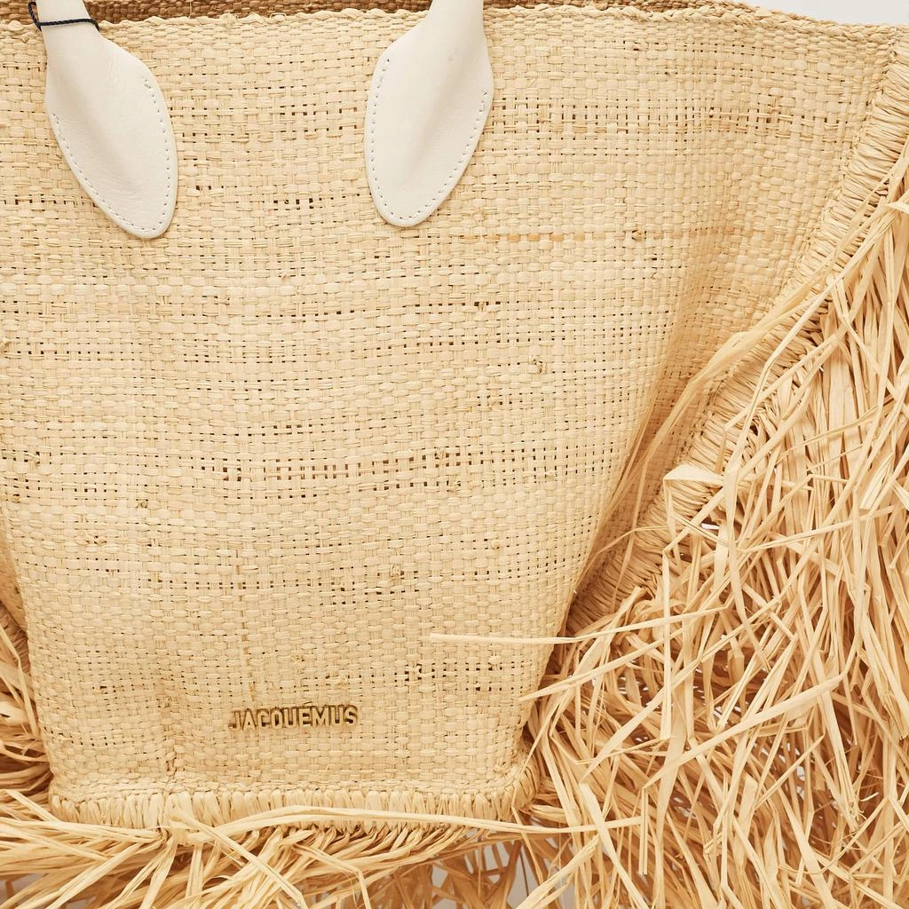 Jacquemus Jacquemus Beige Woven Raffia and Leather Le Baci Fringe Tote 5
