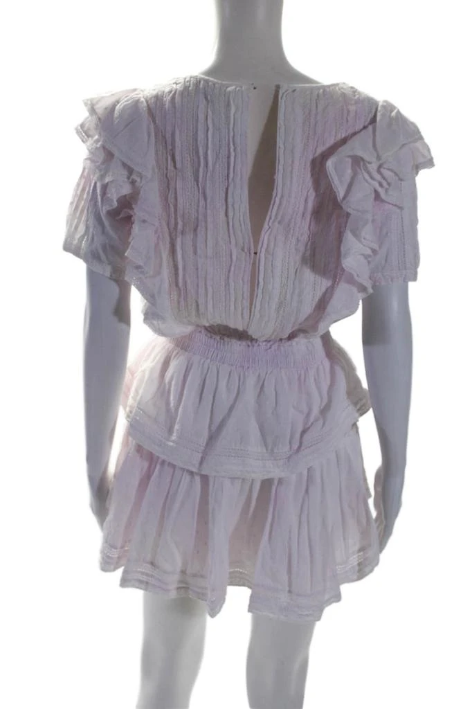 LOVESHACKFANCY Love Shack Fancy Womens Cotton Pleated Short Sleeve Mini Dress Pink 3