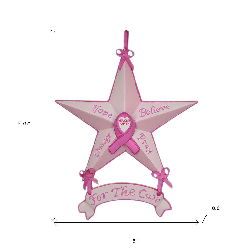 Homezia Set of Six Star Shaped Breast Cancer Awareness Christmas Ornaments 4
