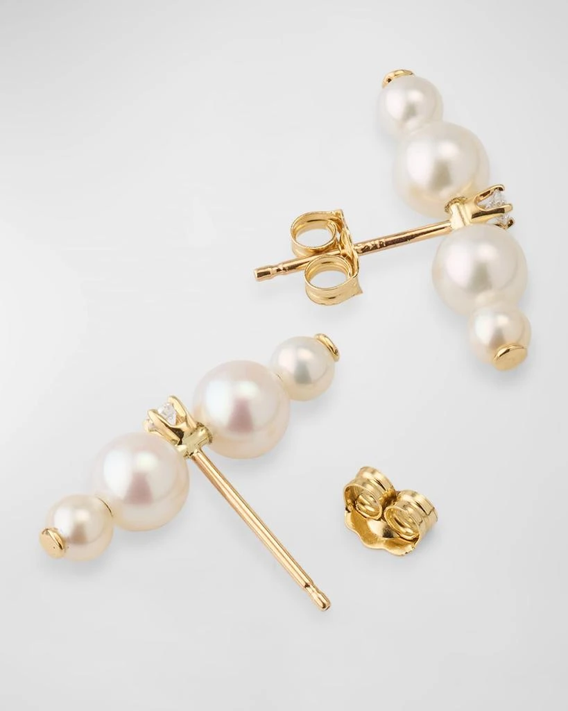 POPPY FINCH Duo Pearl & Diamond Bar Earrings 4