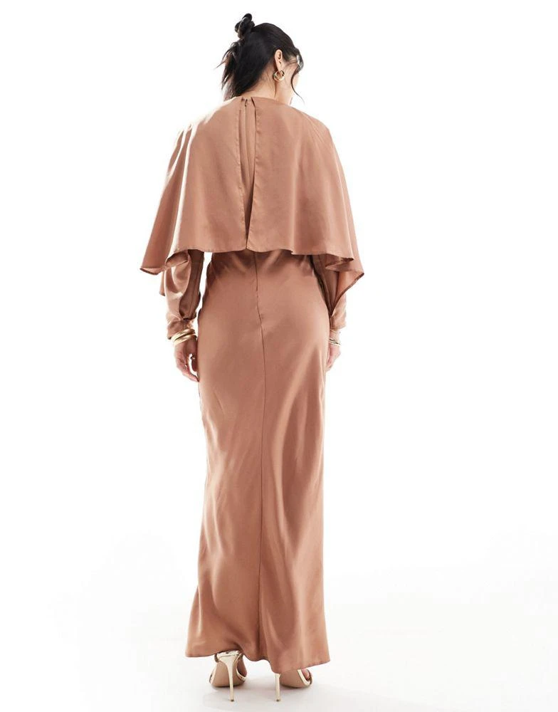 ASOS ASOS DESIGN satin batwing overlay detail bias maxi dress in mocha 3