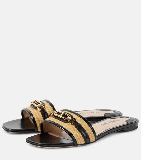 Tom Ford Whitney leather and raffia slides 4