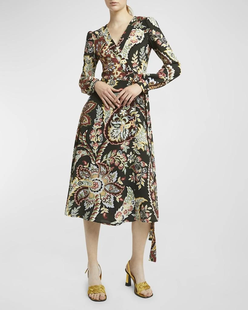 ETRO Blossom-Print Long-Sleeve Midi Wrap Dress 7