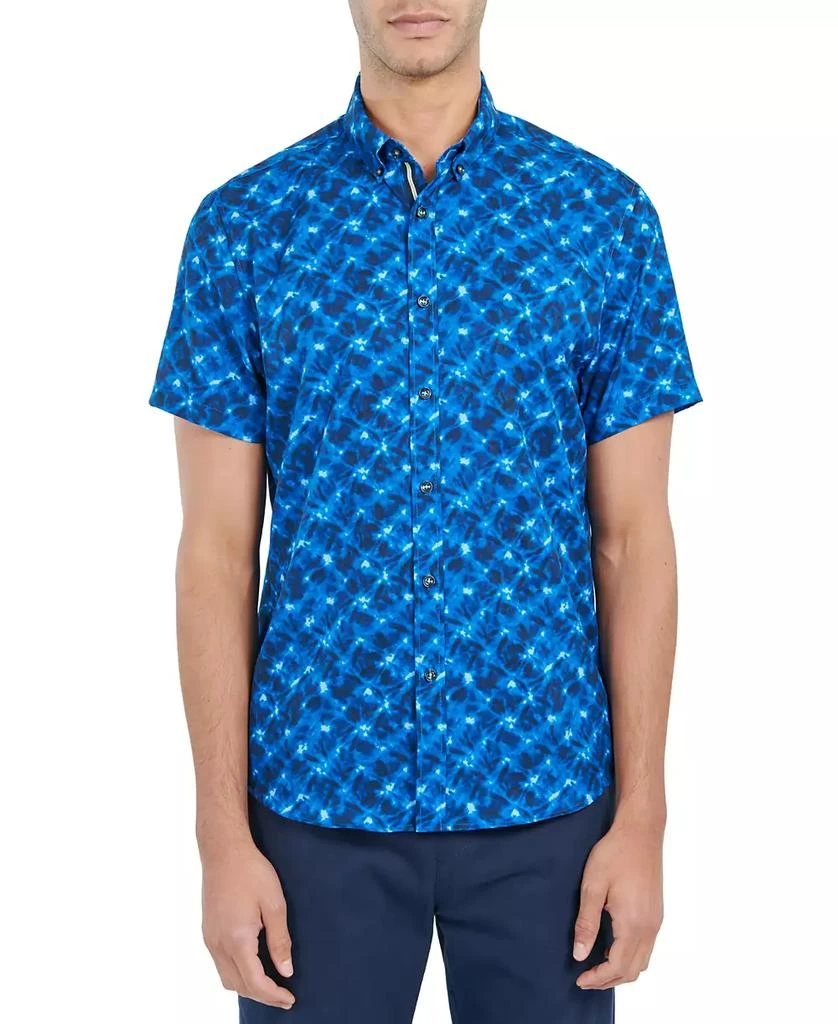 Society of Threads Men's Slim-Fit Performance Stretch Abstract Starburst Short-Sleeve Button-Down Shirt 1