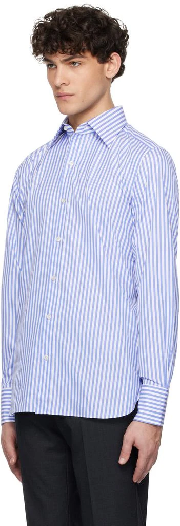 Tom Ford Blue & White Ladder Stripe Slim Fit Shirt 4
