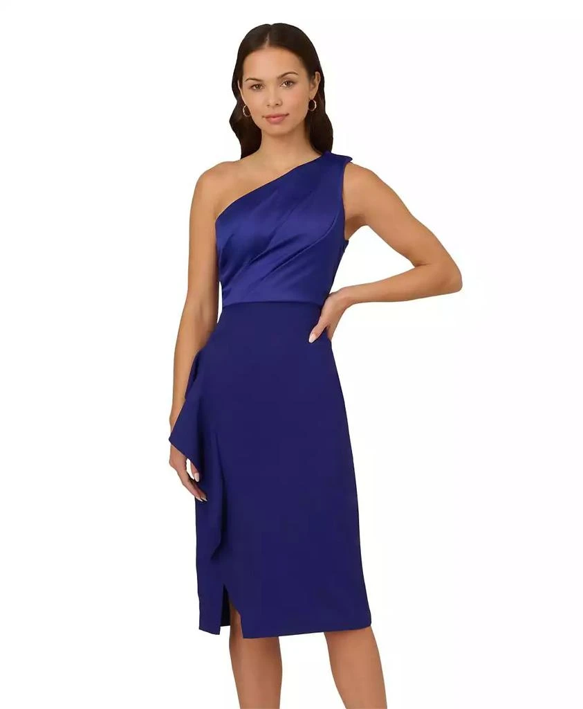 Adrianna Papell Women's One-Shoulder Satin Sheath Dress 5