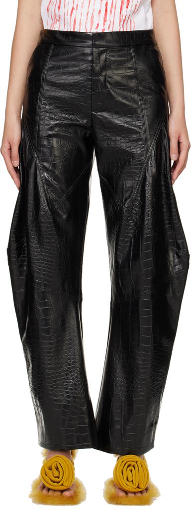 Puppets and Puppets Black Elliot Faux-Leather Trousers