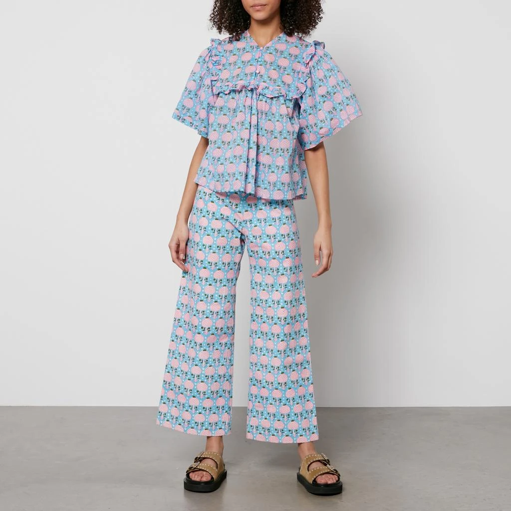 SZ Blockprints Disco Printed Denim Wide-Leg Trousers 3