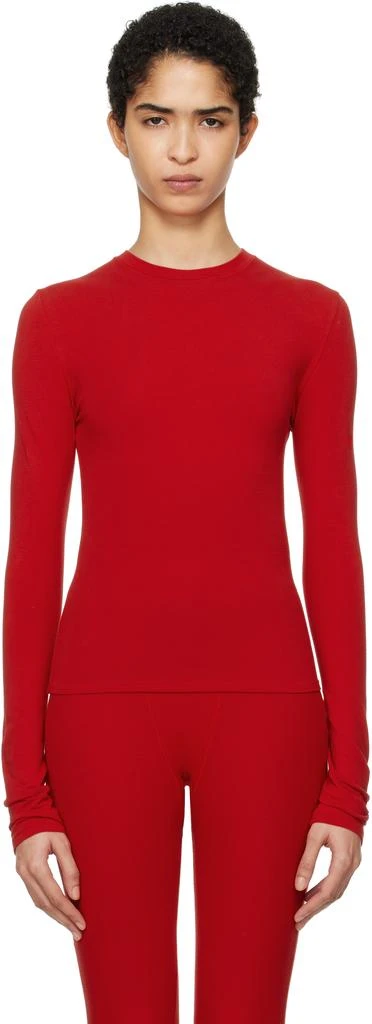 SKIMS Red Cotton Jersey Long Sleeve T-shirt 1