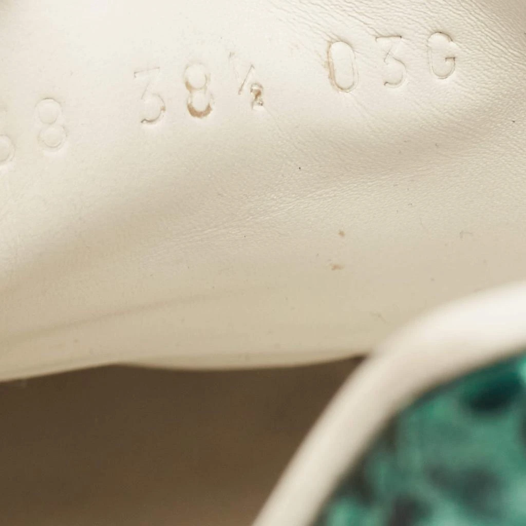 Gucci Gucci White Leather and Snakeskin Embossed Ace Web Lace Up Sneakers Size 38.5 9