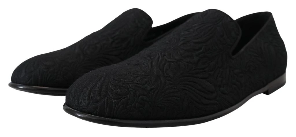 Dolce & Gabbana Dolce & Gabbana Black Floral Jacquard Slippers Loafers Shoes 4
