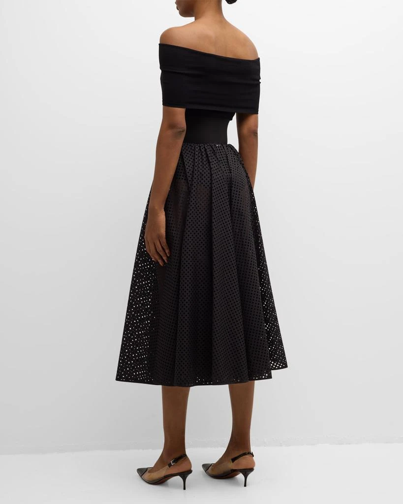 ALAIA Polka-Dot Double-Buckle Belt Midi Skirt 4