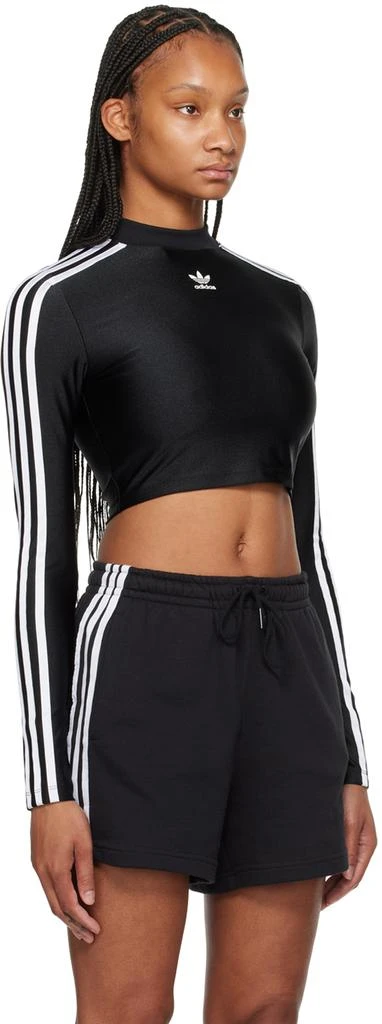 Adidas Black 3-Stripes Long Sleeve T-Shirt 2