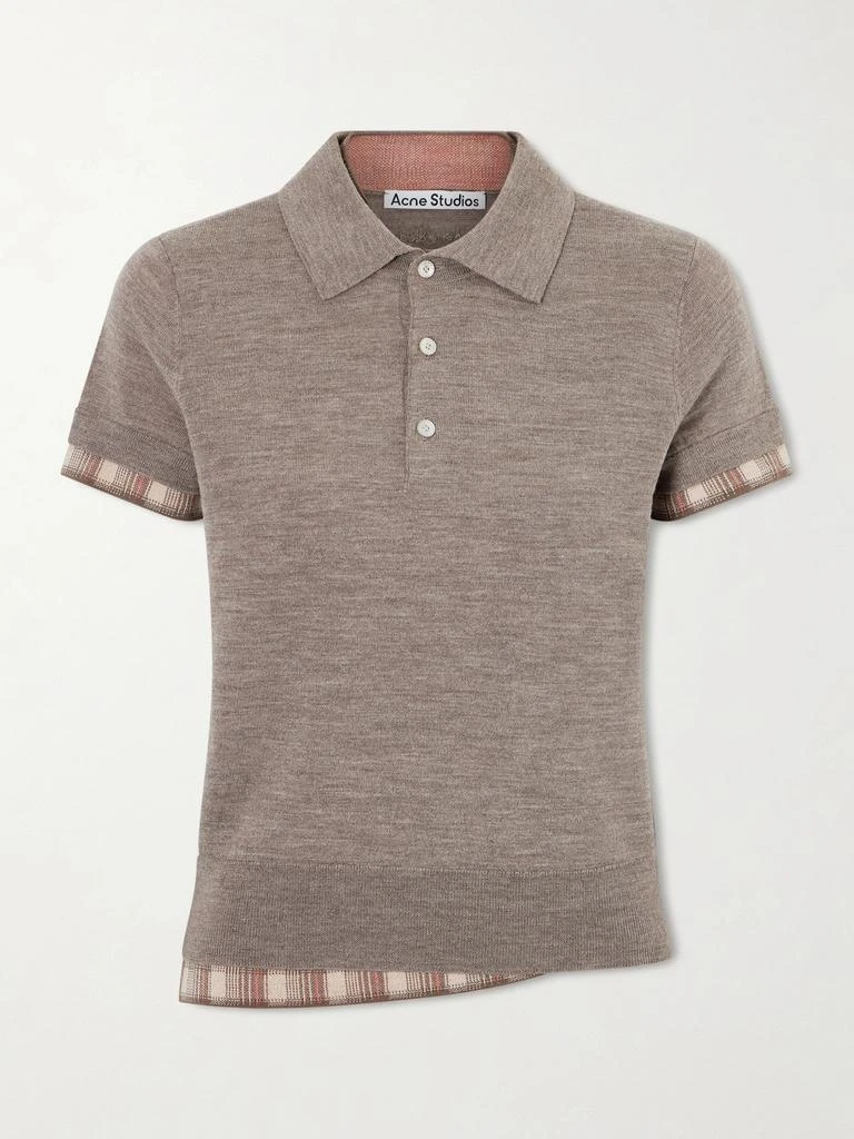 Acne Studios Layered Checked Wool Polo Shirt - Light brown