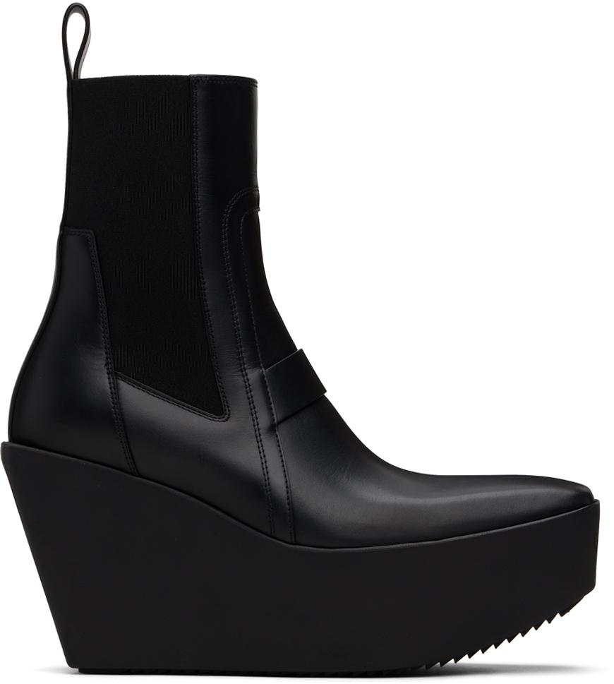 Rick Owens Black Sliver Platform Beatle Boots