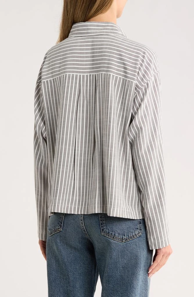 Max Studio Grid Print Roll Sleeve Popover Shirt 2