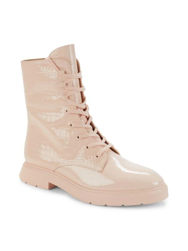 Stuart Weitzman Mckenzee Croc Embossed Leather Ankle Boots 2
