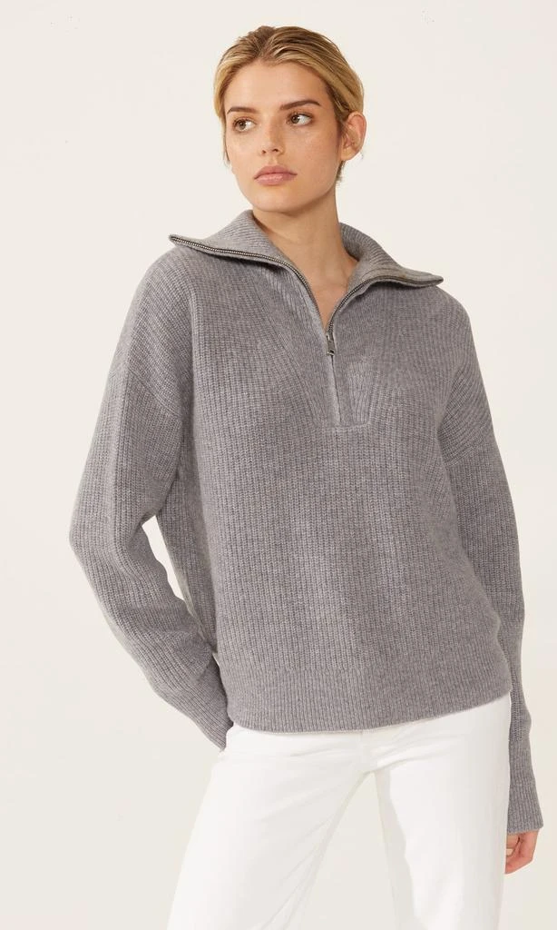 Quarter Zip Sweater Grey Chunky Knit Jumper Womens Alice Chunky