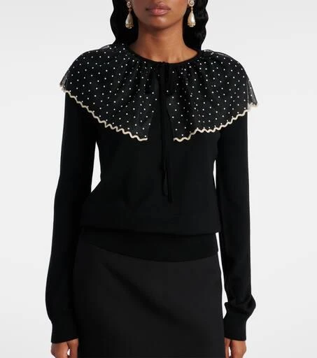 Valentino Tulle-trimmed wool sweater 6