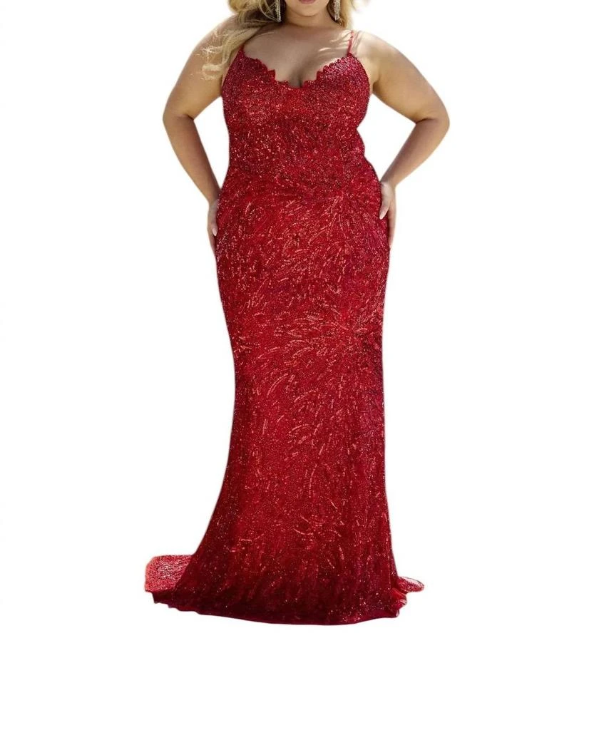 strapless open back dress Primavera Couture Corset and Sequin Skirt Prom Dress 4509