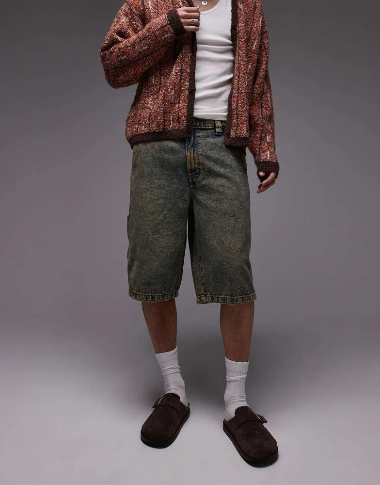 DICKIES Dickies madison loose fit denim shorts in indigo with yellow fade 5