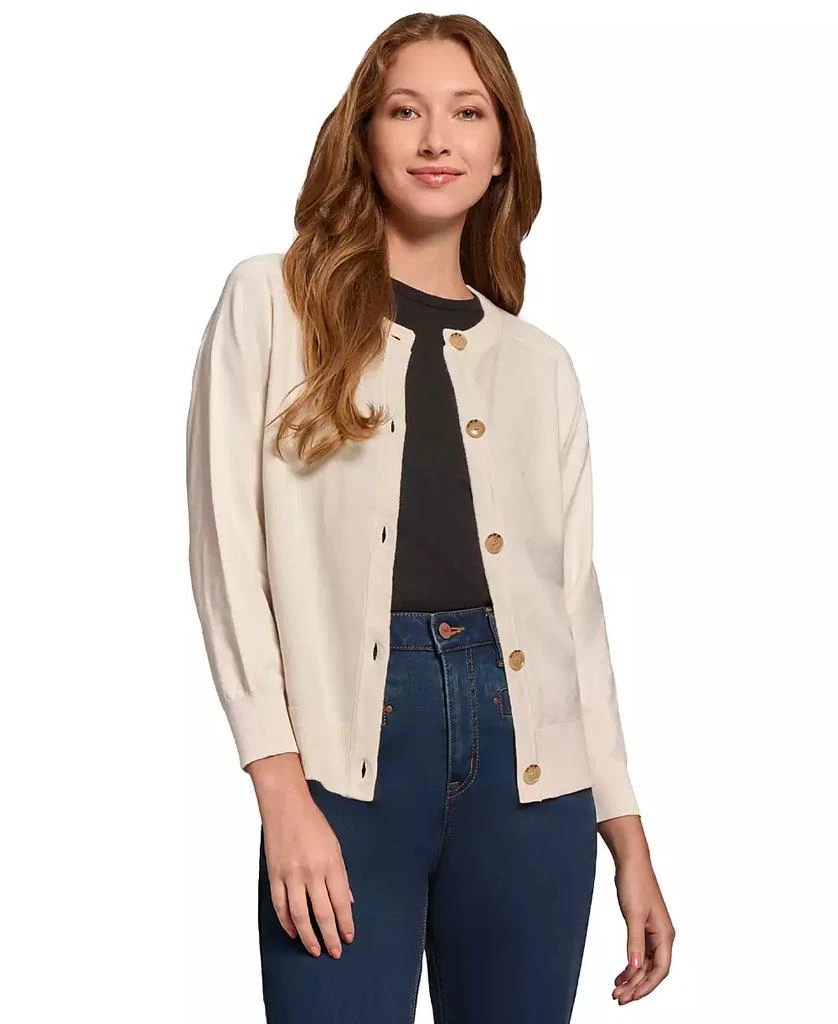 JONES NEW YORK Petite Saddle-Shoulder Cardigan Sweater 1