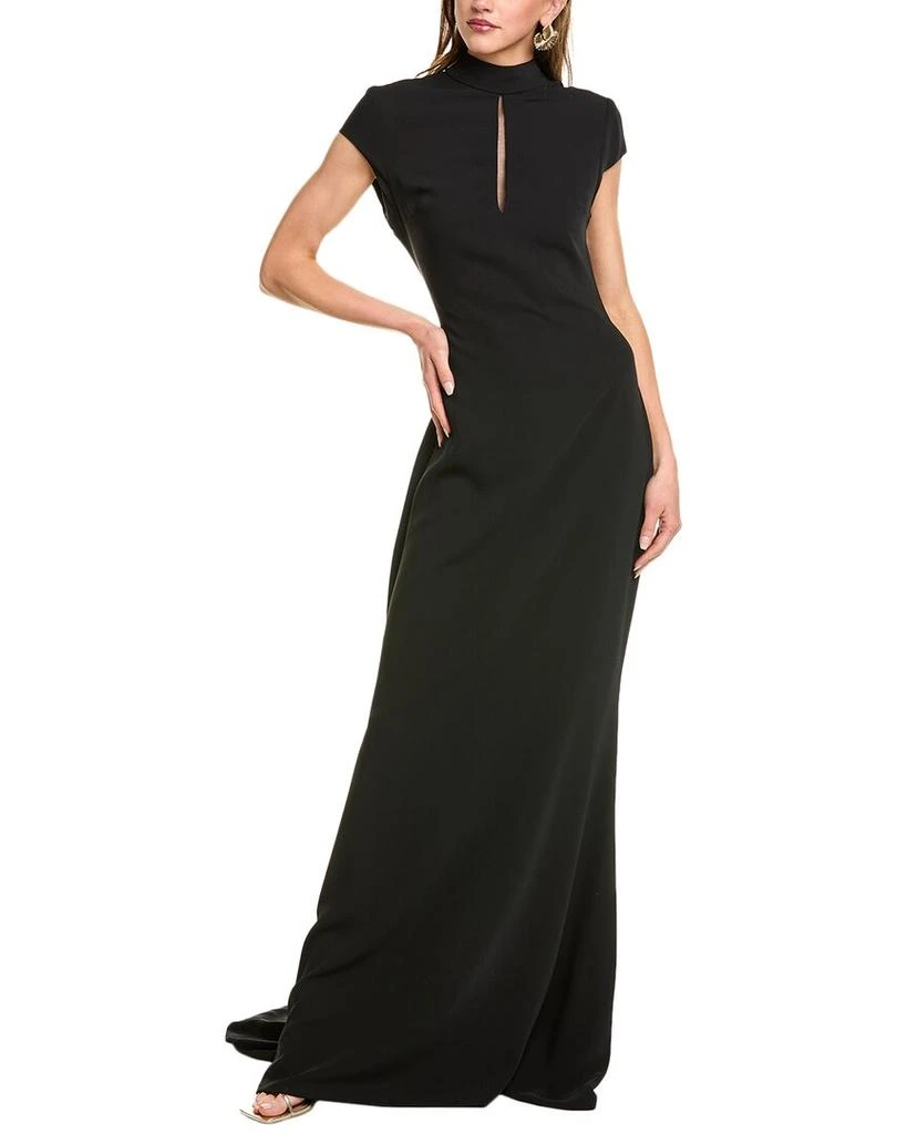 REEM ACRA High-Neck Cap Sleeve Gown 1