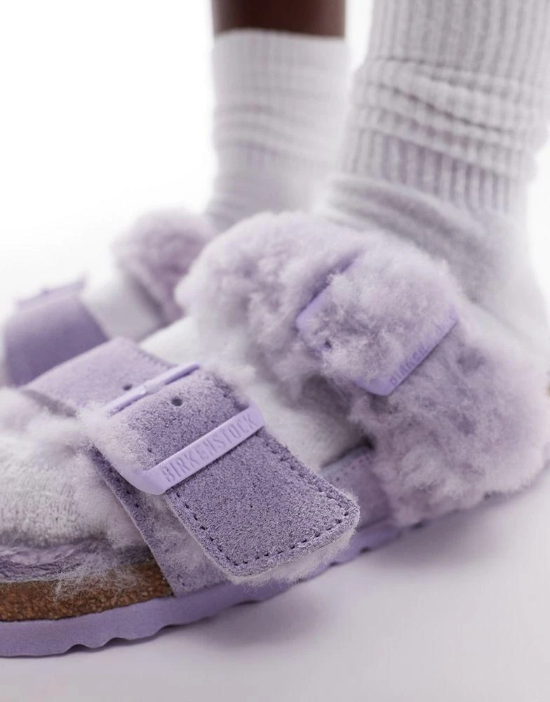 Birkenstock Birkenstock Arizona teddy borg sandals in lilac 3