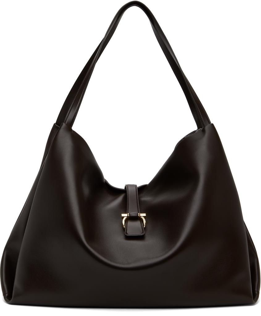 Salvatore Ferragamo Blue Denim Large Tt Sign Shopping Bag