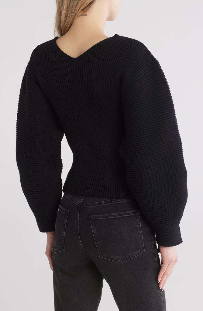 VIGOSS Balloon Sleeve Rib Knit Sweater 2