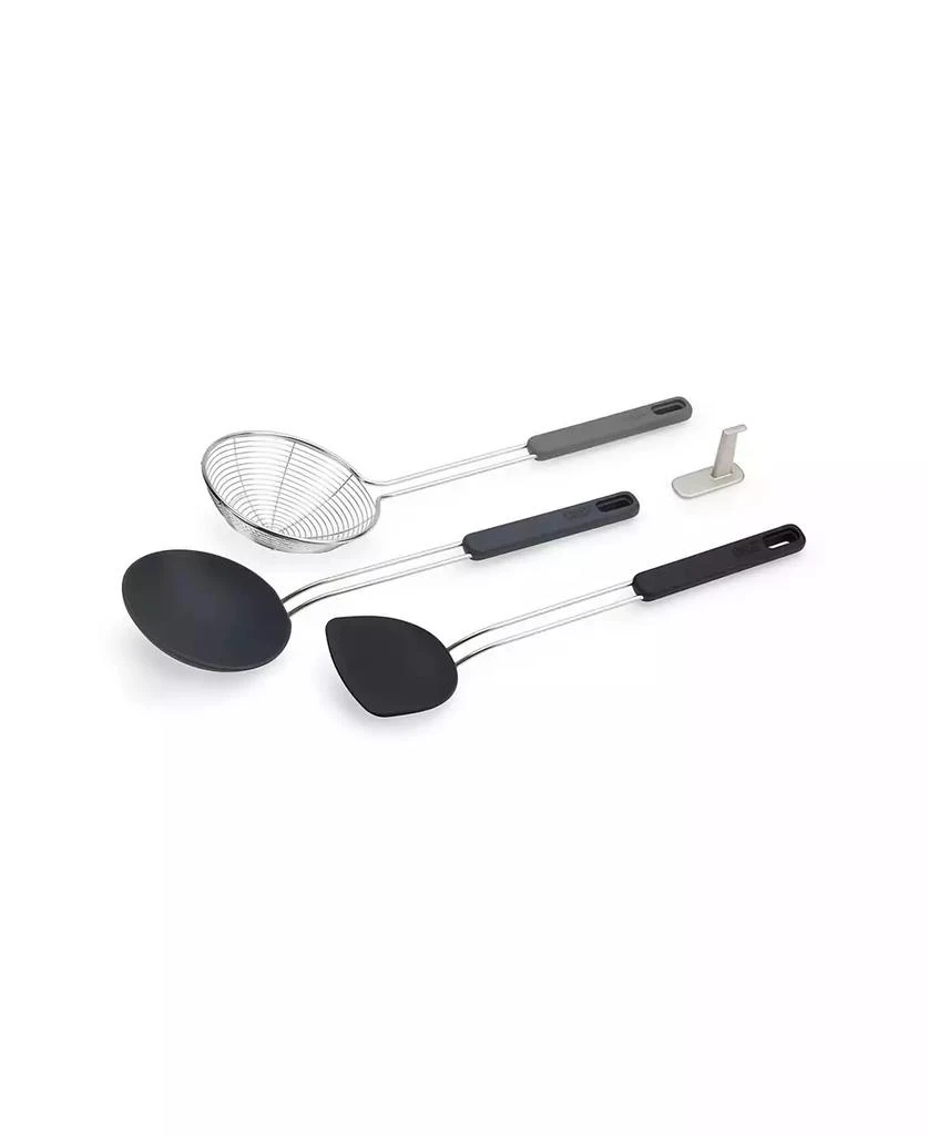 Joseph Joseph Nest Fusion Compact 3-Piece Wok Silicone Turner, Silicone Spoon and Wire Skimmer Set 5