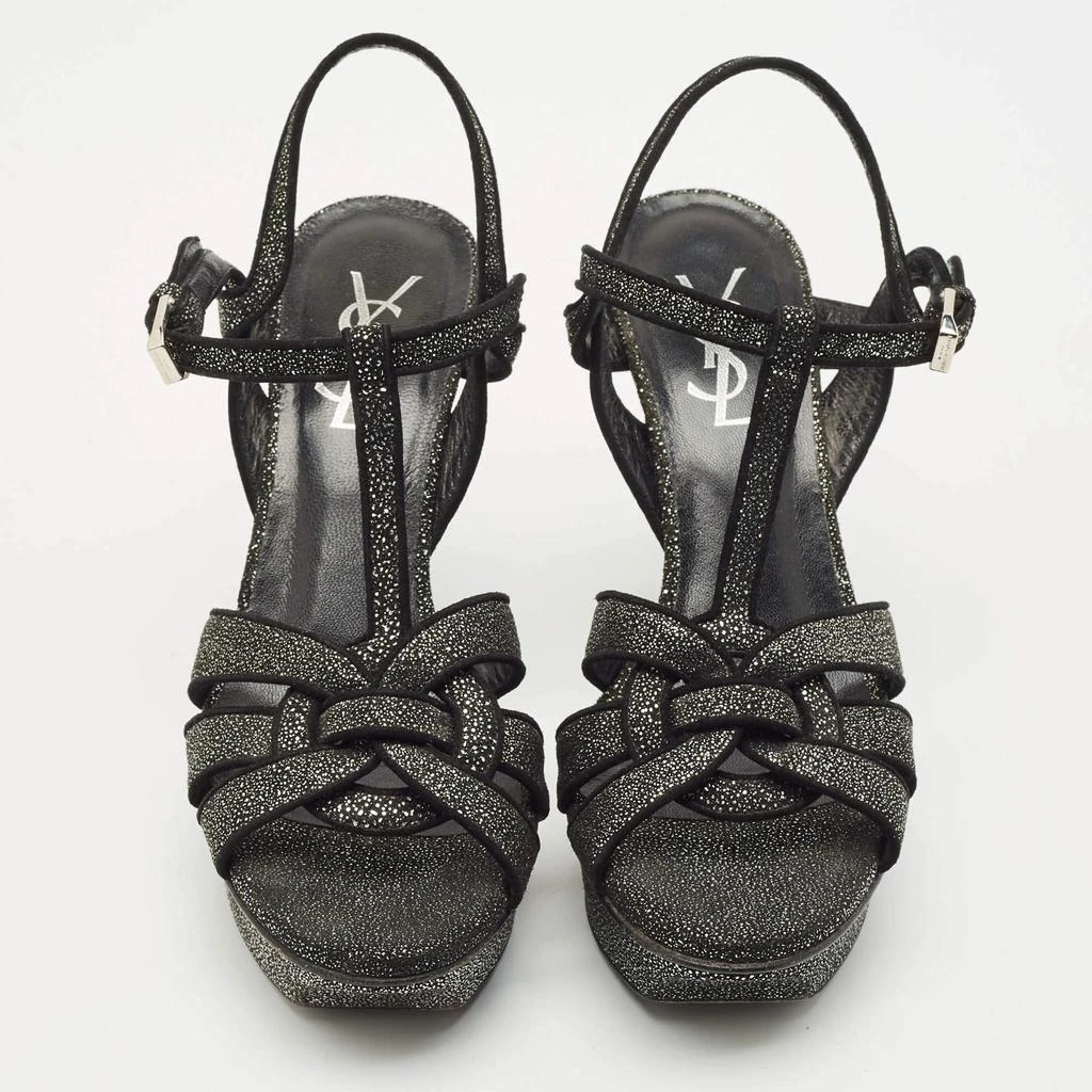 Yves Saint Laurent Saint Laurent Black/Silver Suede Tribute Sandals Size 36 3