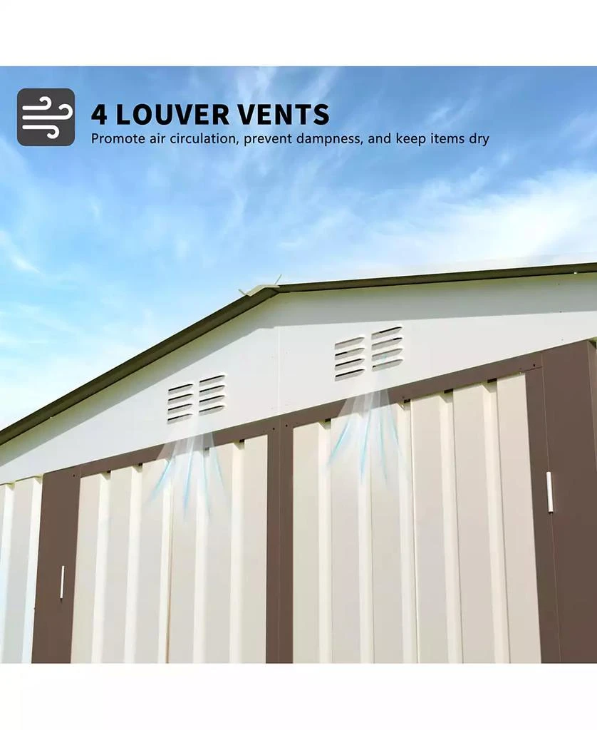 Streamdale Furniture 10x8 ft White Garden Shed with Aluminum Frame 
Door 6