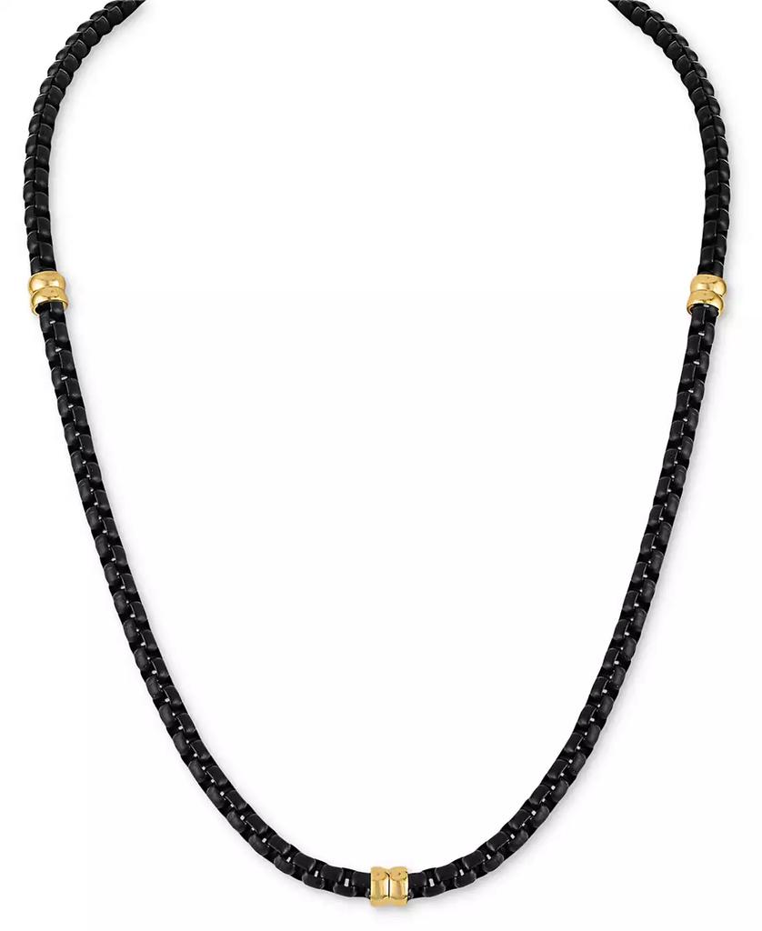 Esquire Men's Jewelry Box Link 22" Chain Necklace in Black & Gold-Tone Ion Plated Stainless Steel, Exclusively at Macy's