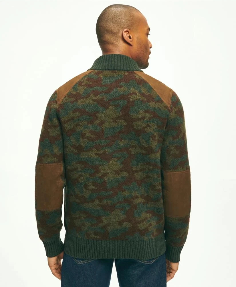 Brooks Brothers Merino Wool Stand Collar Camouflage Zip Cardigan 4
