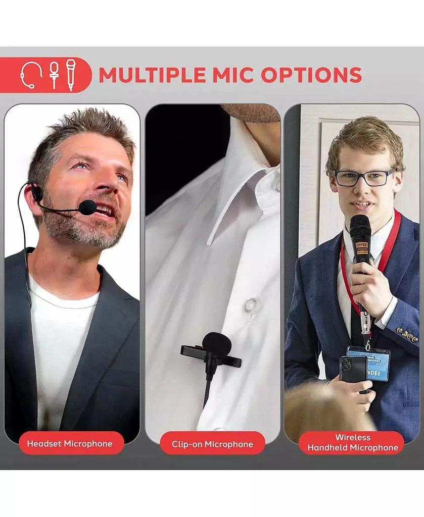 Pyle FM Radio Rechargeable PA System with Aux and Multiple Microphone Inputs 6