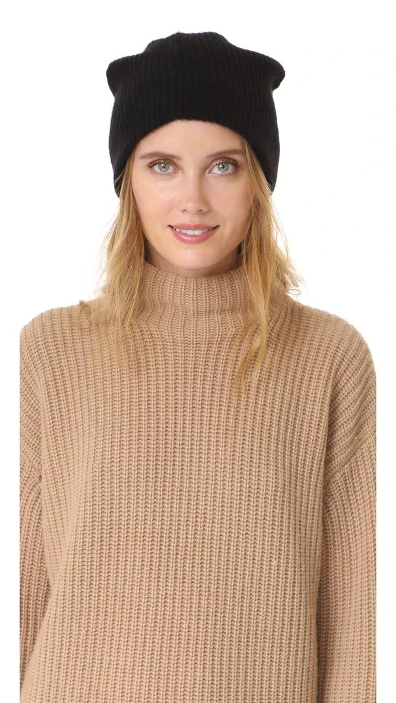 White  Warren Cashmere Plush Rib Beanie 1