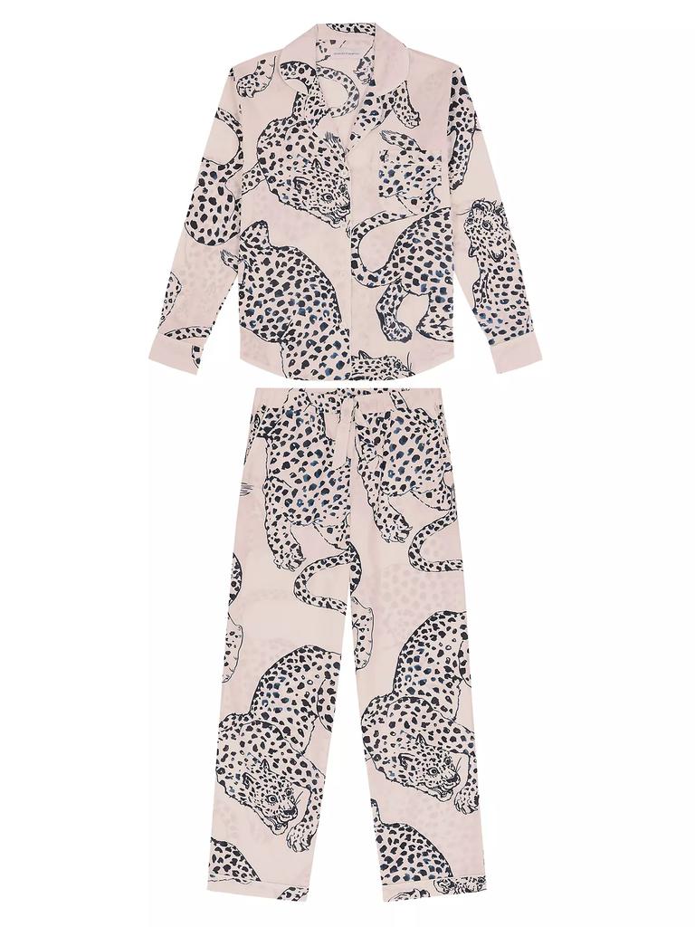 Desmond & Dempsey 2-Piece Jag-Print Cotton Pajama Set