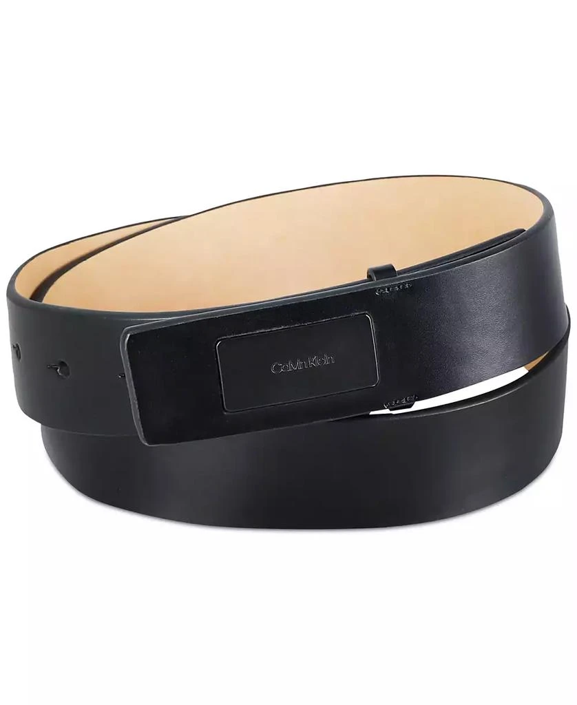 Calvin Klein Men's Ultra-Modern Inlaid Plaque-Buckle Logo Belt 2