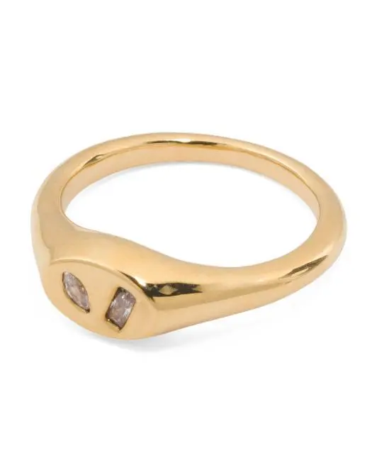 ORIANA COLLECTION 14kt Gold Electroform Cubic Zirconia Signet Ring