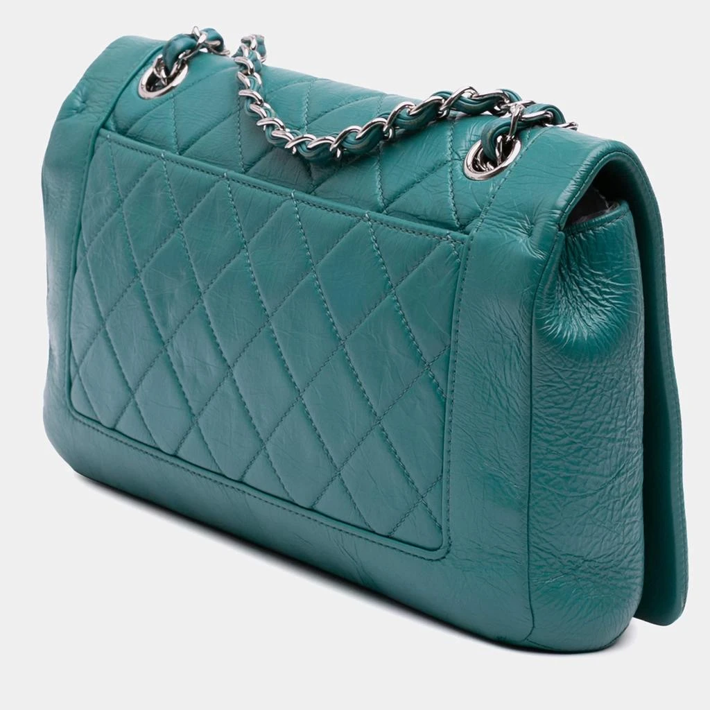 Chanel Chanel Turquoise Crumpled Calfskin Medium Full Flap Bag 3