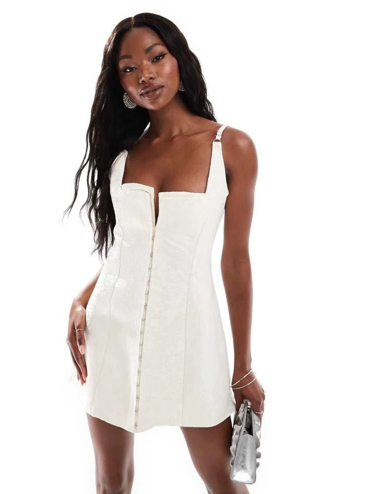 Murci clasp detail a line ultra mini dress in cream jacquard  On Sale Now  with Up to 32% Off | Discover Exclusive Deals & Savings at BeyondStyle   Authentic Murci Home|women
