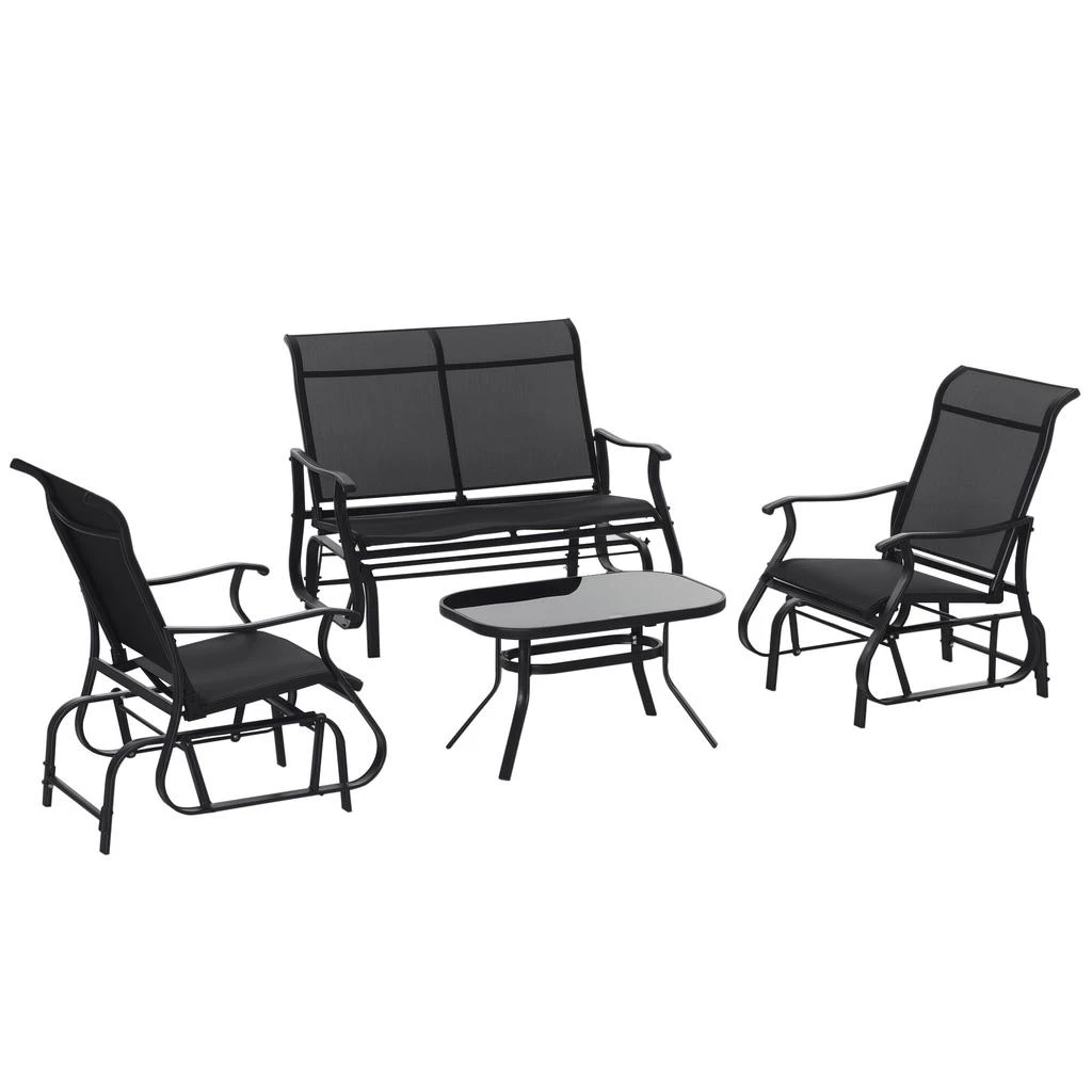 Hivvago 2-Person Glider Bench with Single Chair and Table