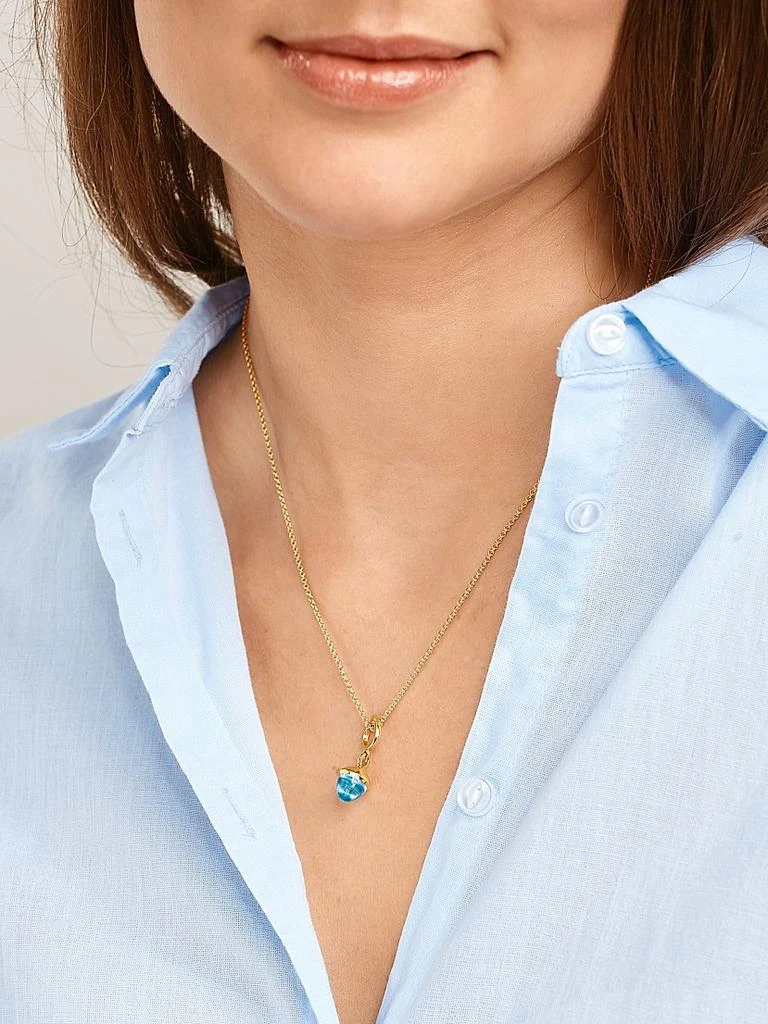Tamara Comolli Mikado Flamenco 18K Yellow Gold 
Swiss Blue Topaz Acorn Pendant 2
