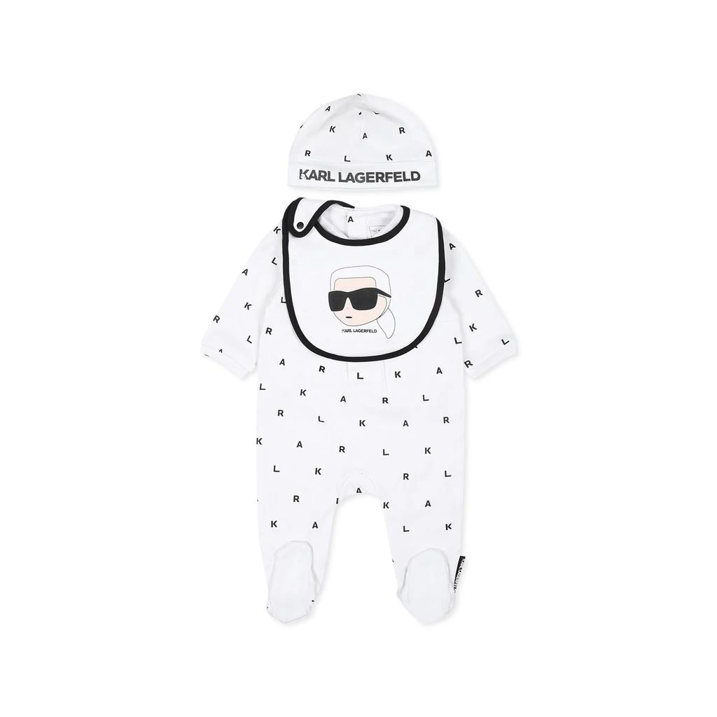 Karl Lagerfeld Paris White Babygrow Suit For Babykids With Logo 1