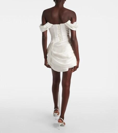 Clio Peppiatt Paloma Embellished Draped Mini Dress - Neutrals Clio Peppiatt Paloma Embellished Draped Mini Dress - Neutrals